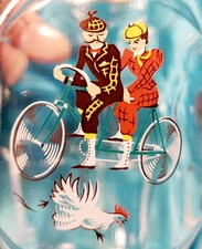 Vintage Dimpled Pint Glass with Handle Gold Rim Daisy Daisy Design 1960s