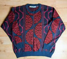 Vintage CHRISTIAN DIOR Patterned Wool Jumper Abstract Crazy Pattern - Mens Large