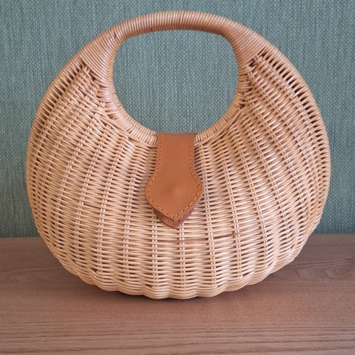 Boho crescent wicker handbag - crescent,
