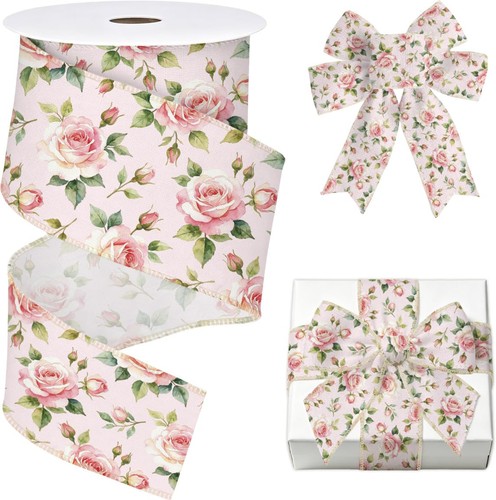 Yards pink roses wired - pink,