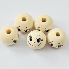 Wooden Doll Head Beads, 5