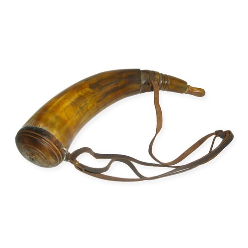 Brown powder horn - 10",