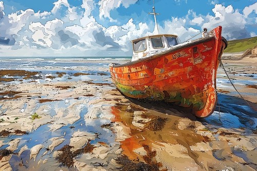 Beach seascape seaside boats - seascape,