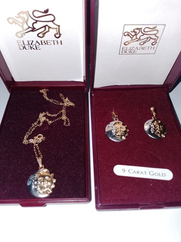 9ct gold sun and moon - , necklace