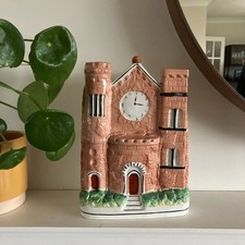 Large Victorian 28.5cm Staffordshire Flatback Castle Clock Tower Spill Vase