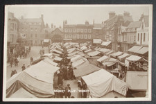 1921 Cambridgeshire Real Photo RPPC MARKET PLACE WISBECH SHOPS STALLS