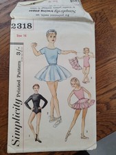 Simplicity 2318 Vintage 1950's Ballerina Skirts, Leotard. Age 16 34" Chest. Rare
