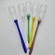 Vintage Champagne Flutes Hand Blown Glass Long Stem x 5 Large 12 inch glasses