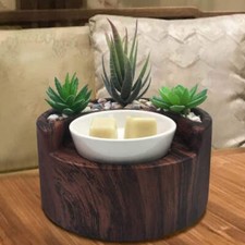 Large Walnut Aroma Craft Garden Flameless Wax Melt Oil Burner