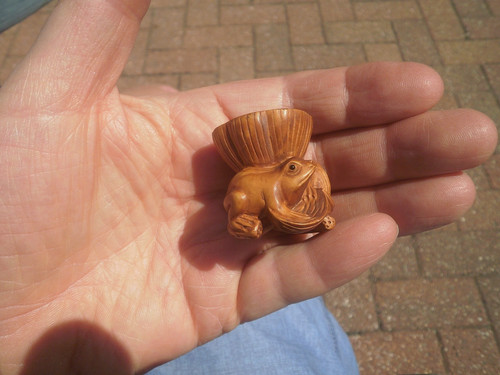 Hand carved wood netsuke - hand,