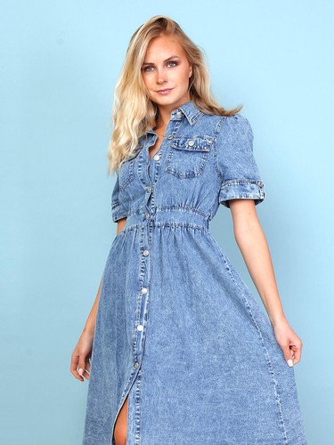 Womens cotton denim dress - womens,