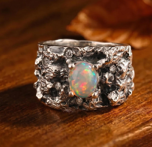Fire opal statement - fire, ring