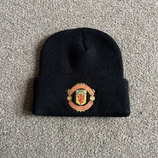 Man U Football Beanie Hat Manchester United Vintage Black