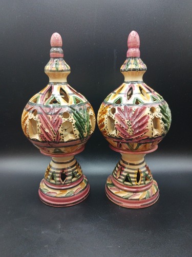 Pair hand painted morish - pair,