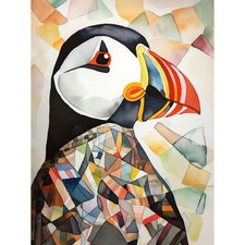 Puffin bird abstract portrait - puffin,