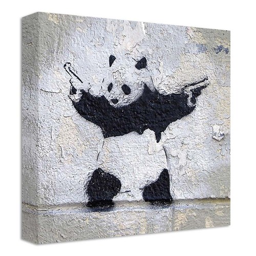 Banksy panda with guns canvas - guns,