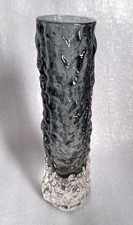 Whitefriars G. Baxter Glass Finger Bud Vase Pewter Bark Pattern, 14.3cm Tall