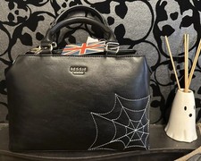 TK Maxx/Bessie London Halloween Black with White Spider Web/Cobweb Handbag/Bag