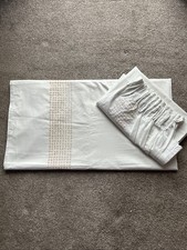 Pair Of White Sequin Trim Lined Pencil Pleat Curtains 66” x 72”