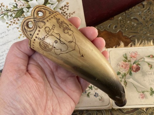 Antique sailors scrimshaw with
