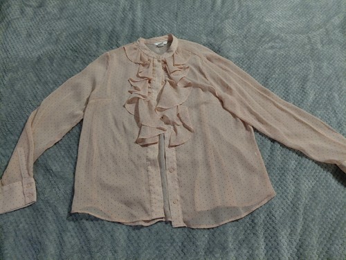 Pale pink dotty ruffle shirt - dotty,