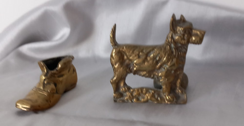 Vintage brass dog - brass,