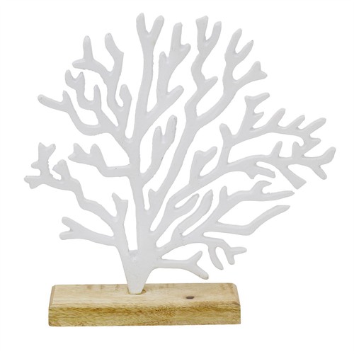 White coral ornament wooden - white,