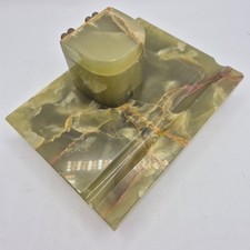 Marble Fountain Pen Inkwell Vintage Desk Tidy Office Art Deco