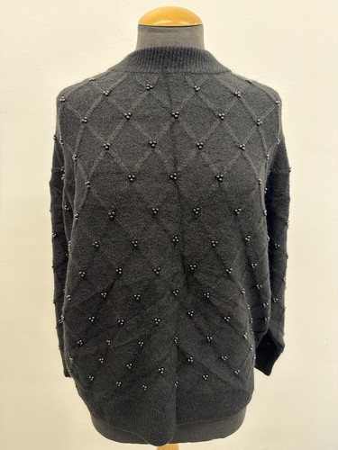 Black embellished knit jumper - embellished,