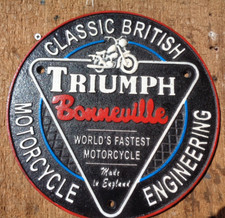 nice TRIUMPH BONNEVILLE   Cast heavy Metal SIGN .....Superb Gift  not enamel #cm
