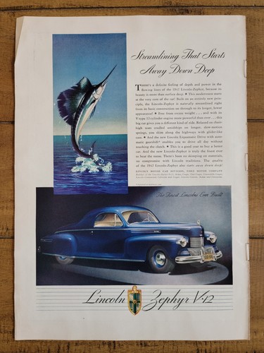 Vintage 1941 lincoln zephyr - vintage,