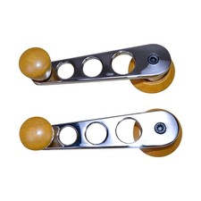 Window Winder Handles Chrome w Wooden Knob Pair VW Beetle Karmann Ghia Type 3