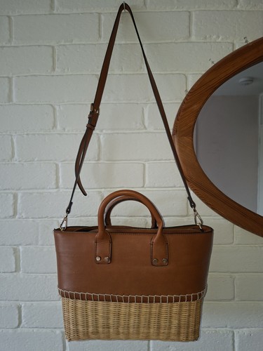 Tan faux leather woven - tan,