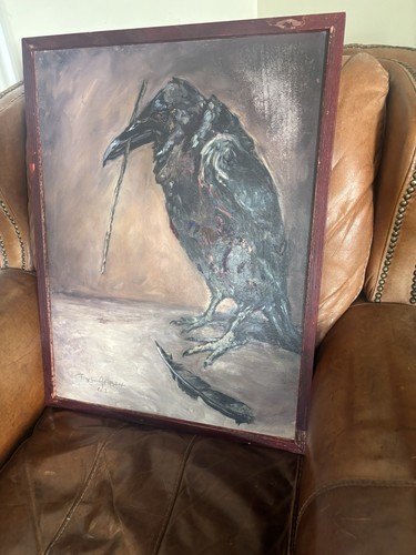 Large oil painting raven - large,