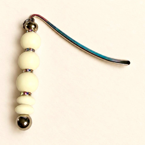 Beaded bookmark silver - silver, tone