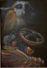 Native black velvet painting - native,