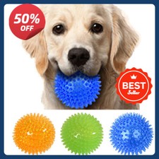 6PCS Dog Squeaky Spike Balls Puppy Chew Toys for Teething Rubber Dog Balls UK