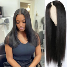 U Part Wig Straight Bob Human