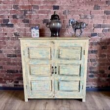Large Indian Wooden Cupboard - Rustic Light Coloured Unit - Vintage Patina