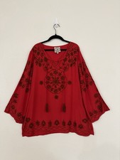 Red Embroidered Boho Tunic