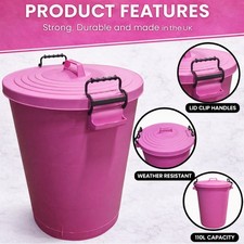Large 110L Pink Plastic Bin