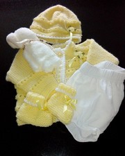 Newborn  Hand knitted  Baby Layette (18 inch chest)
