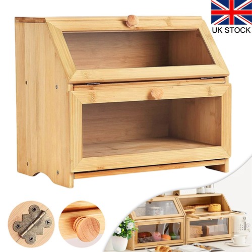 Tier bamboo bread bin double - bamboo,