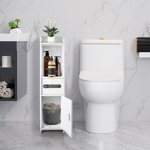 White wooden bathroom shelf - white,