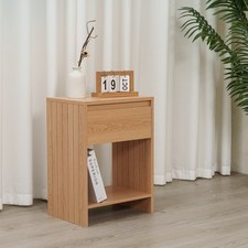 Home Stuff Plus MDF Bedside Table with Shelf, 40x29.5x55 cm, Easy Assembly