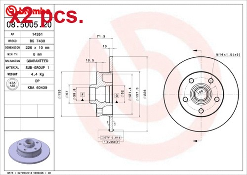 Pcs rear brake disc - x2,