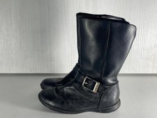 Clarks Kids Girls Black Leather Side Zip Up Mid Calf Boots UK 12 EUR 30 -A188