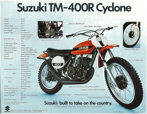 Suzuki brochure tm400 tm400r - suzuki,