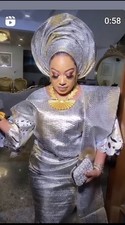 African smart buba,iro, Celebrant Occasion & Gele&Ipele Silver&Gold UK8/10/12