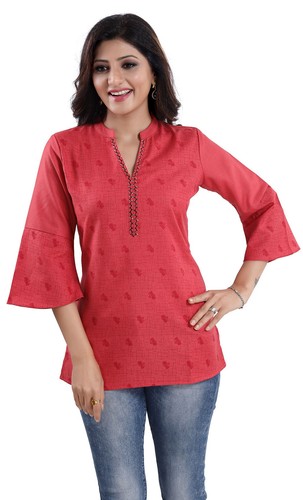Thread work polyester kurti - polyester,